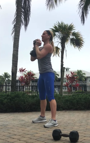 Clean and press exercise with a dumbbell
