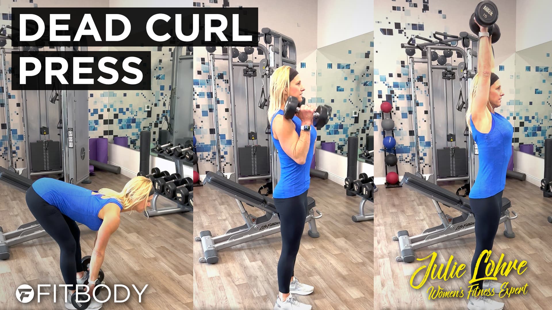 Dead Curl Press Exercise with Dumbbells